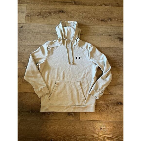 Under Armour Mens Ivory Athletic Pullover Hooded Sweatshirt Size Medium - Picture 1 of 3